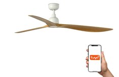 Faro Barcelona 34361WT Outwood L plafondventilator wit/eikenhout met app 150 cm