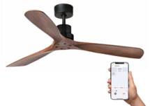 Faro Barcelona 33516DCWT Lantau L plafondventilator matzwart/walnoot met app 132 cm