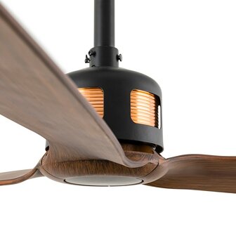 Faro Barcelona Copper Fan M plafondventilator zwart/walnoot 128 cm ingezoomd