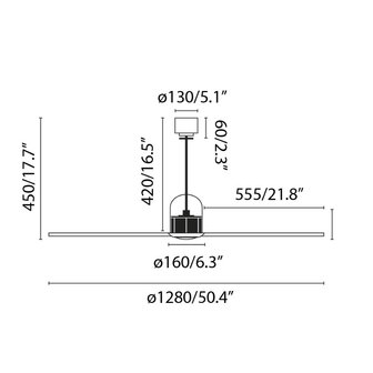Faro Barcelona Copper Fan M plafondventilator zwart/walnoot 128 cm afmetingen