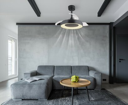 Globo Elina LED plafondventilator grijs met verlichting 45 cm woonkamer