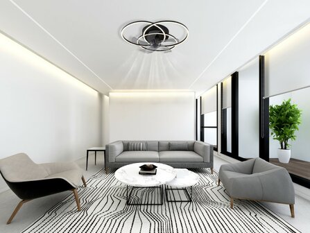 Globo Alia LED plafondventilator met verlichting zwart 58 cm woonkamer