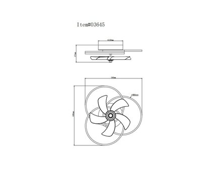 Globo Alia LED plafondventilator met verlichting zwart 58 cm afmetingen