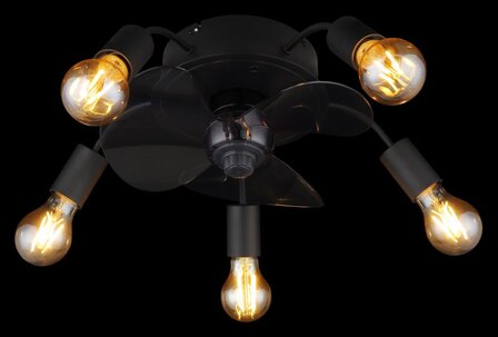 Globo Alisha plafondventilator met verlichting zwart 43 cm licht