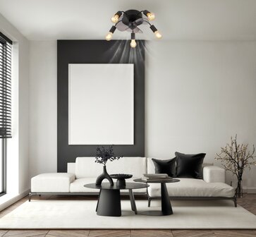 Globo Alisha plafondventilator met verlichting zwart 43 cm woonkamer