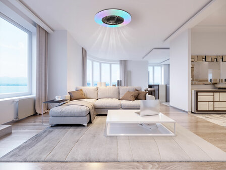 Globo Alva Led plafondventilator wit/zwart 59,5 cm