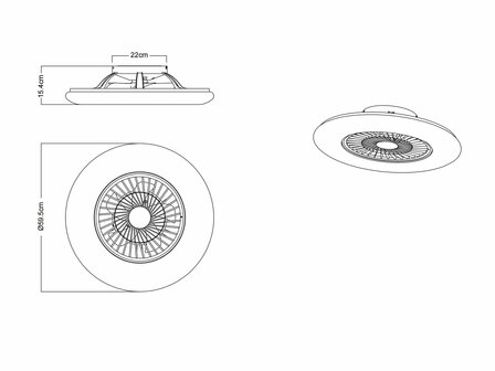 Globo Alva Led plafondventilator wit/zwart 59,5 cm