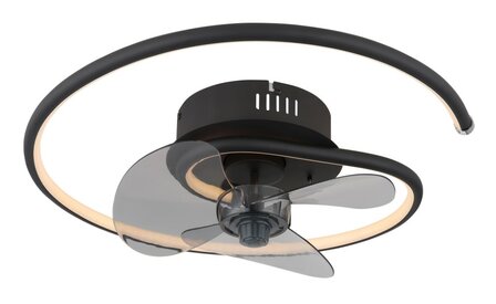 Globo Koren LED plafondventilator met verlichting zwart 45 cm