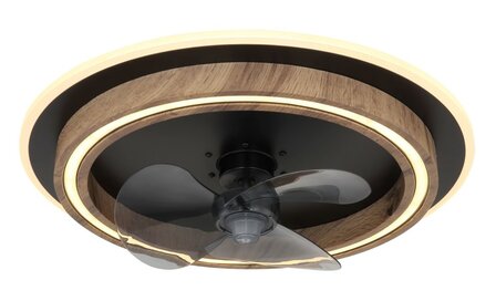 Globo Bozan LED plafondventilator met verlichting hout/zwart 50 cm