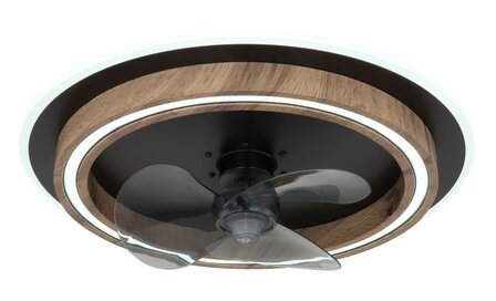 Globo Bozan LED plafondventilator met verlichting hout/zwart 50 cm