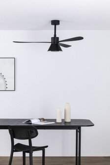 Faro Barcelona Amelia L Cone LED Tuya plafondventilator zwart 132 cm in kamer
