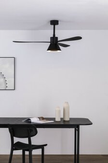 Faro Barcelona Amelia L Cone LED Tuya plafondventilator zwart 132 cm in kamer