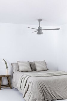 Faro Barcelona Amelia L Cone LED Tuya plafondventilator grijs 132 cm in kamer