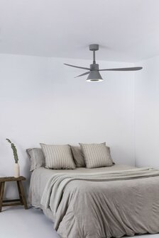 Faro Barcelona Amelia L Cone LED Tuya plafondventilator grijs 132 cm in kamer
