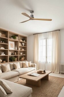 Faro Barcelona 33504DC Lantau XL plafondventilator hout/mat nikkel 168 cm woonkamer