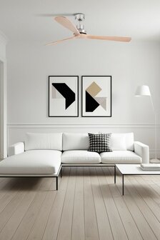 Faro Barcelona 33504DC Lantau XL plafondventilator hout/mat nikkel 168 cm woonkamer