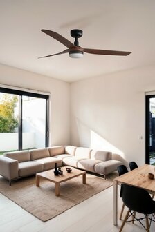 Faro Barcelona 33817-21 Punt M led plafondventilator zwart/walnoot 130 cm kamer
