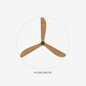 Faro Barcelona 34360WT Outwood L plafondventilator bruin/eikenhout met app 150 cm diameter
