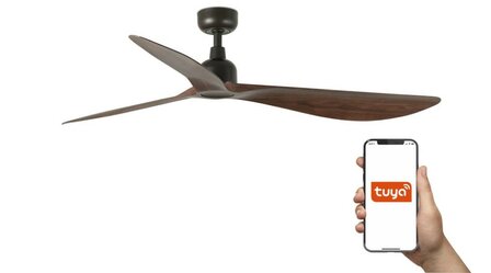 Faro Barcelona 34362WT Outwood L plafondventilator bruinwalnoot met app 150 cm