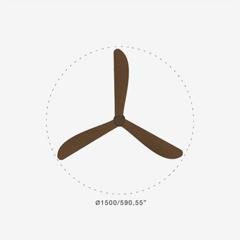 Faro Barcelona 34362WT Outwood L plafondventilator bruinwalnoot met app 150 cm diameter