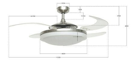 Beacon Fanaway Evo2 Endure plafondventilator geborsteld chroom 122 cm 210931 afmetingen
