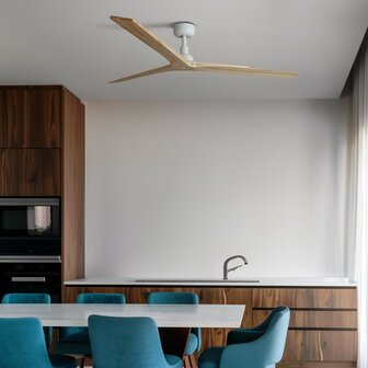 Faro Barcelona Klim L plafondventilator wit/eikenhout 150 cm in keuken