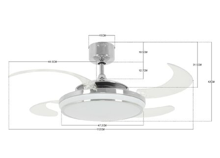Beacon 211037 Fanaway Evo1 Led plafondventilator met verlichting chroom 122 cm afmetingen