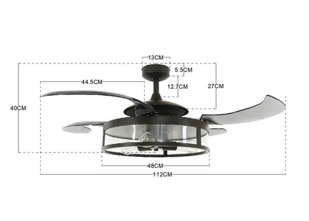 Beacon Fanaway Classic Antique Black plafondventilator 122 cm 212927 afmetingen