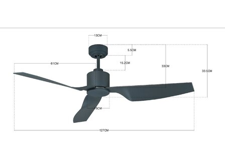 Beacon Airfusion Climate II plafondventilator antraciet 127 centimeter afmetingen