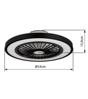 Globo Blizzak Led plafondventilator zwart 54 cm