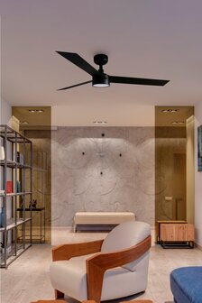 Faro Barcelona 34291WT-1TW Tuya Cruiser L LED plafondventilator met ledverlichting matzwart met app 132 cm in kamer