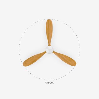 Faro Barcelona 33524 Poros L LED plafondventilator met verlichting wit/grenen 132 cm diameter