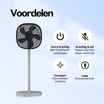 Dynter AirFlow AV25G opvouwbare statiefventilator grijs 47 cm