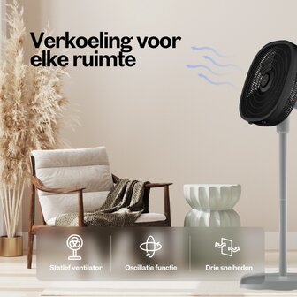 Dynter AirFlow AV25G opvouwbare statiefventilator grijs 47 cm