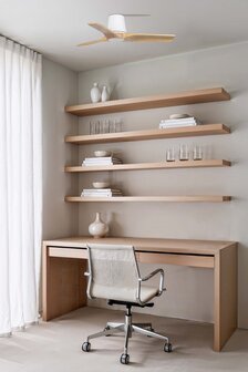 Faro Barcelona 33836 Heywood Tub S plafondventilator wit/grenen 90 cm in studeerkamer