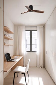 Faro Barcelona 33837 Heywood Tub S plafondventilator zwart/walnoot 132 cm in studeerkamer