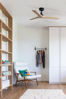 Faro Barcelona 34284 Klim S plafondventilator zwart/grenenhout 93 cm in kamer