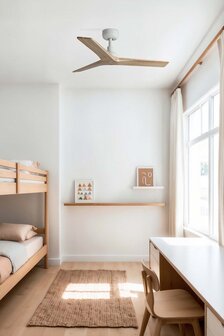 Faro Barcelona 34281 Klim S plafondventilator wit/grenenhout 93 cm in slaapkamer