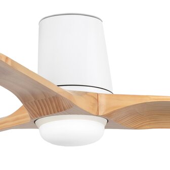 Faro Barcelona 338361S Heywood Tub S LED plafondventilator met verlichting wit/grenen 90 cm