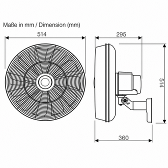Casafan Airos Eco Silent Wall SW wandventilator zwart 51 cm