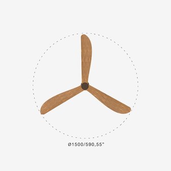 Faro Barcelona 34360 Outwood L plafondventilator bruin/eikenhout 150 cm diameter