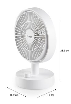Domo DO8151 oplaadbare tafelventilator wit 15 cm afmetingen