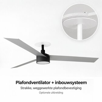 Faro Barcelona 342861S Cruiser L LED plafondventilator zwart/aluminium 132 cm inbouwsysteem