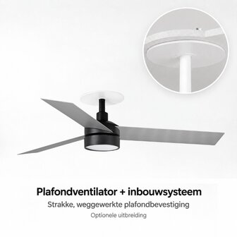 Faro Barcelona 342851S Cruiser S LED plafondventilator zwart/aluminium 106 cm inbouwsysteem