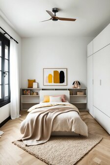 Faro Barcelona 33823 Mini Punt S plafondventilator zwart/walnoot 90 cm slaapkamer