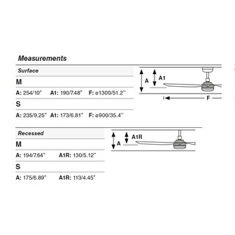 Faro Barcelona 33823 Mini Punt S plafondventilator zwart/walnoot 90 cm afmetingen