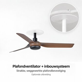 Faro Barcelona 33823 Mini Punt S plafondventilator zwart/walnoot 90 cm inbouwsysteem