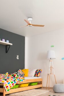 Faro Barcelona 33821 Mini Punt S plafondventilator wit/esdoorn 90 cm in kinderkamer