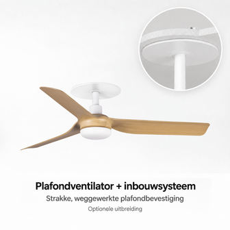 Faro Barcelona 33821 Mini Punt S plafondventilator wit/esdoorn 90 cm inbouwsysteem