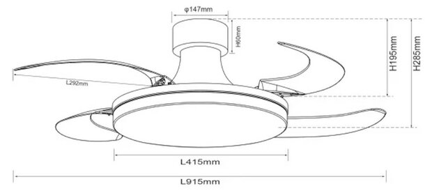 Beacon Fanaway Orbit plafondventilator wit 92 cm 210664 afmetingen